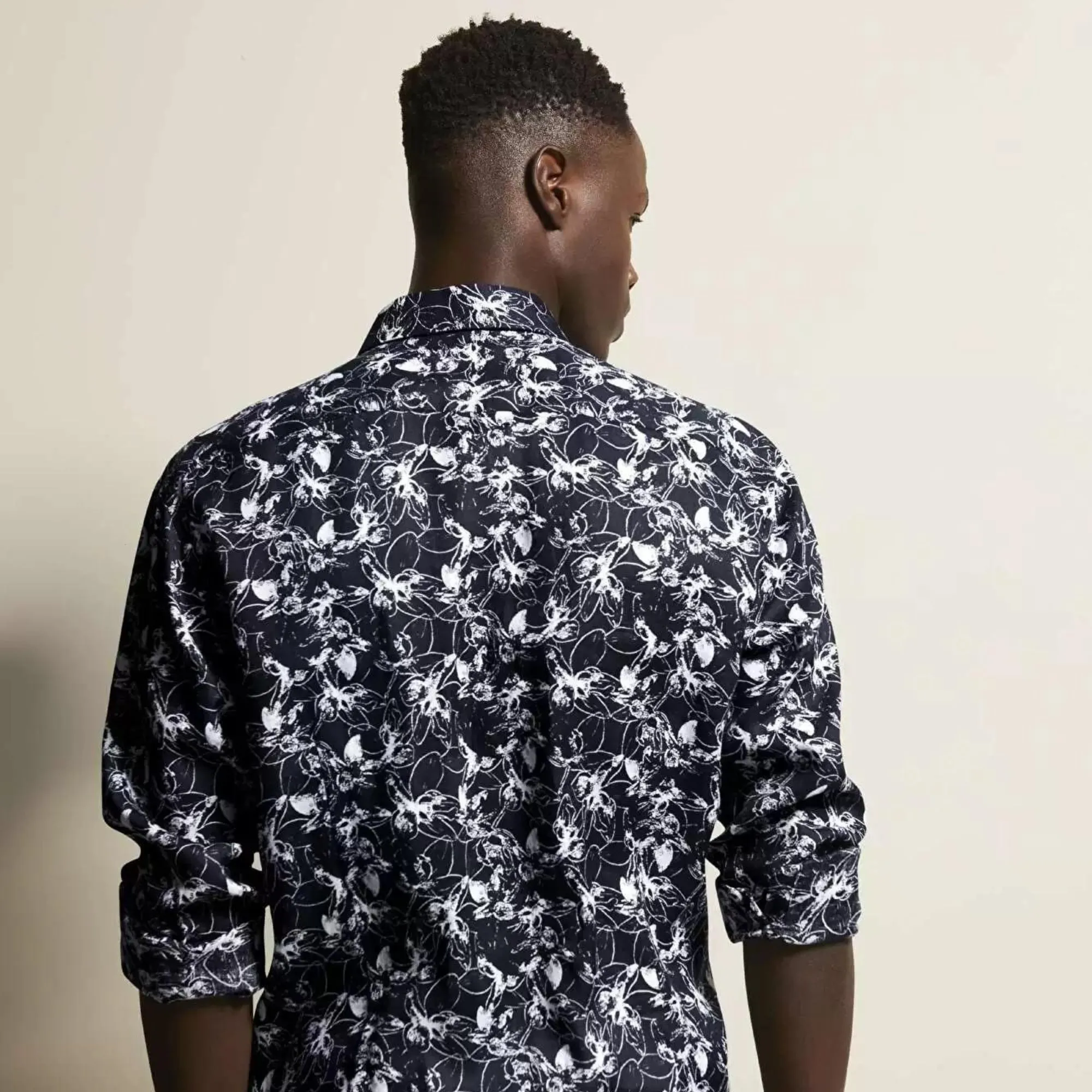BUGATTI Printed Long Sleeve Shirt BLACK MULTI