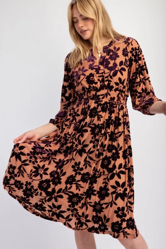 Burnout Mesh Midi Dress