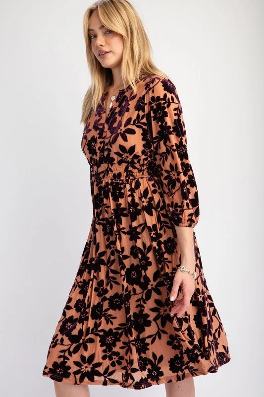 Burnout Mesh Midi Dress