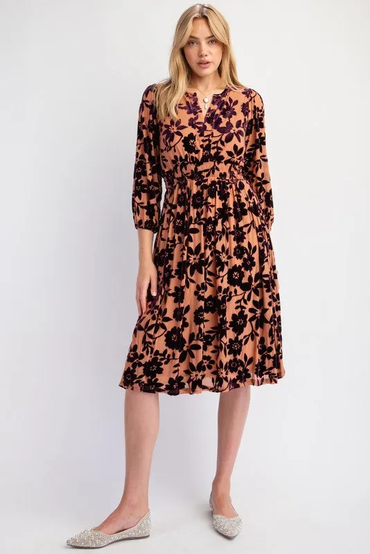 Burnout Mesh Midi Dress