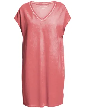 Candy Pink Cotton V Neck T-Shirt Dress