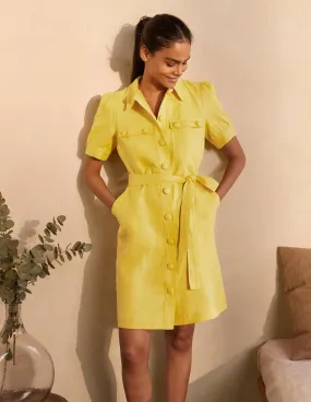 Carrie Linen Shirt Dress-Daffodil