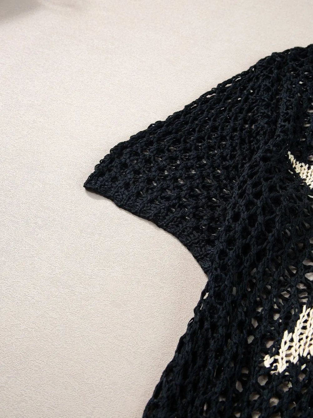 Casual Crochet Knit Top with Star Motif