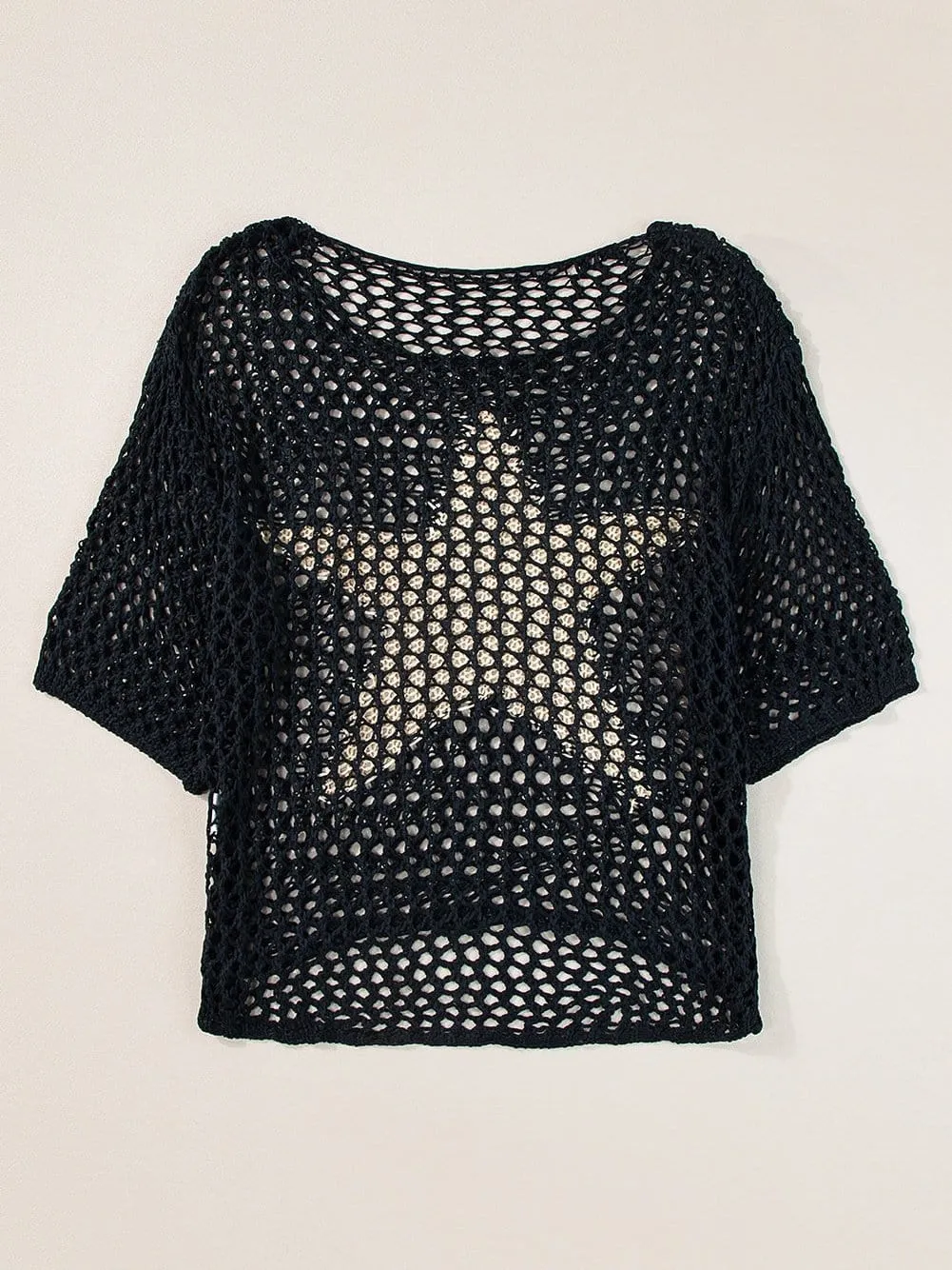 Casual Crochet Knit Top with Star Motif