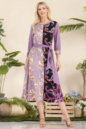 Celeste Paisley And Floral Contrast Tent Midi Dress Plus Size