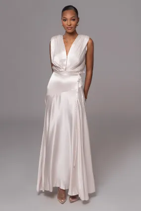Champagne Amalia Satin Maxi Dress