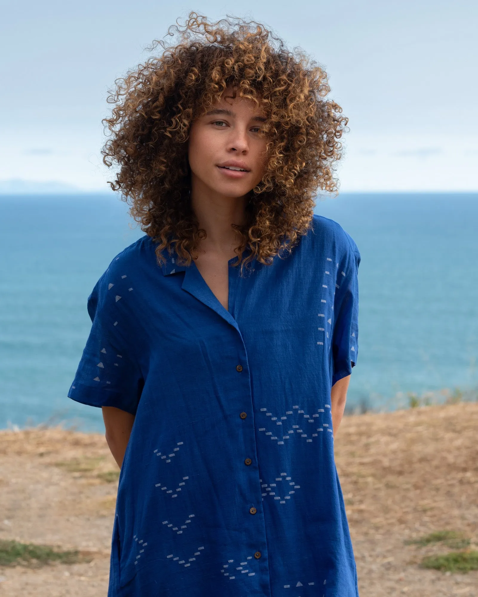 Cobalt Blue Relaxed fit shirt-dress