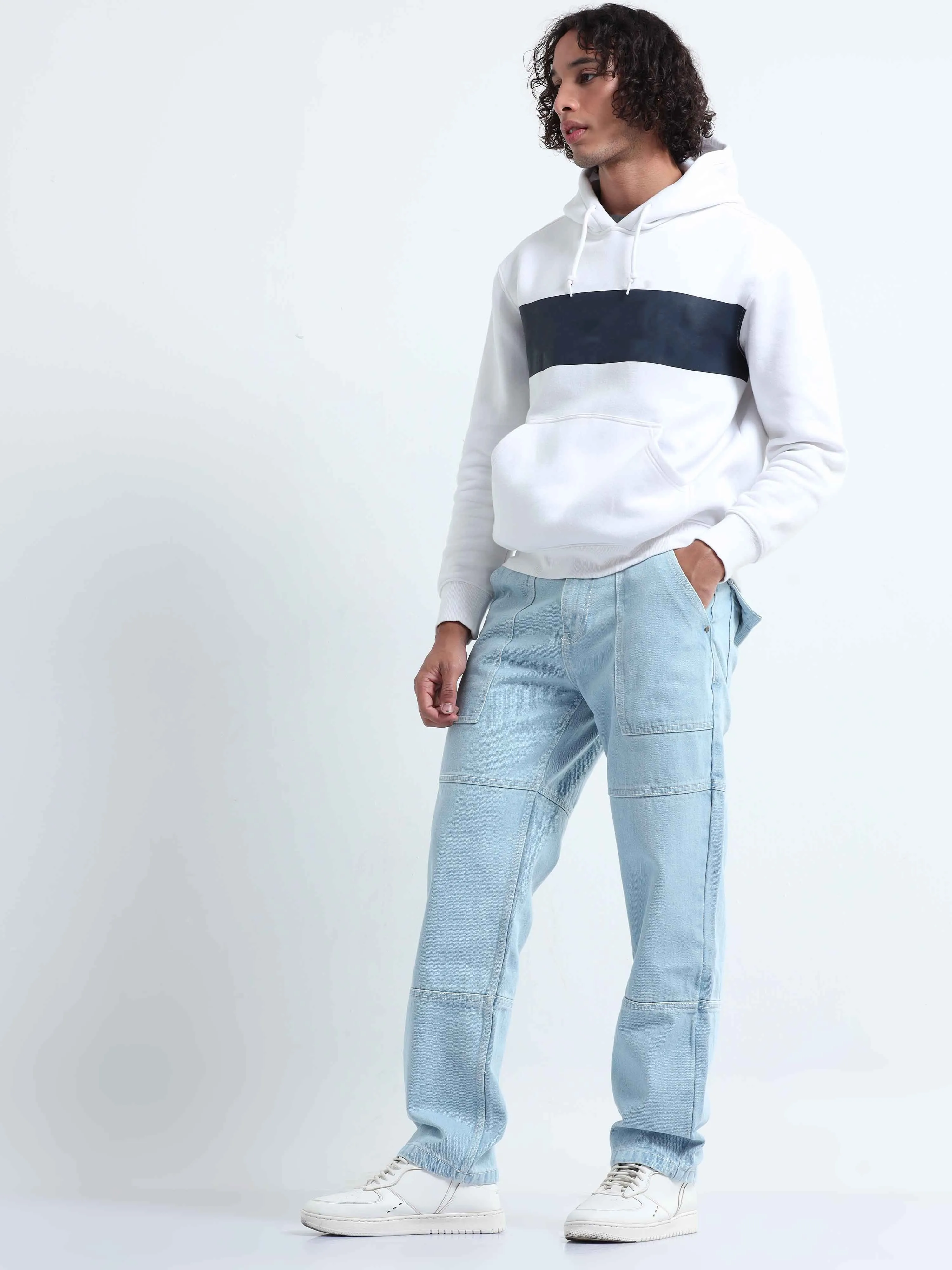 Contrast Relaxed Light Blue Denim