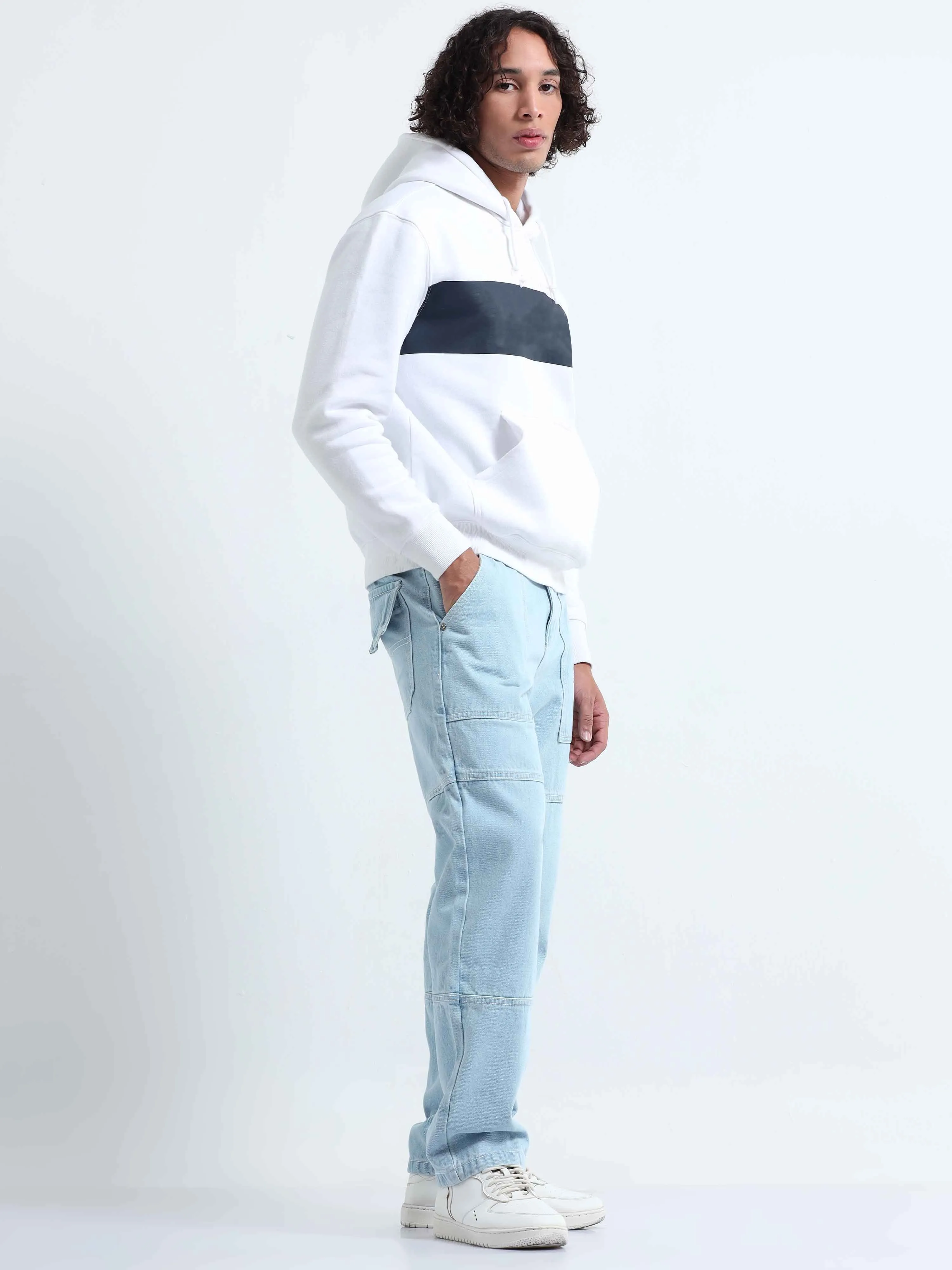 Contrast Relaxed Light Blue Denim