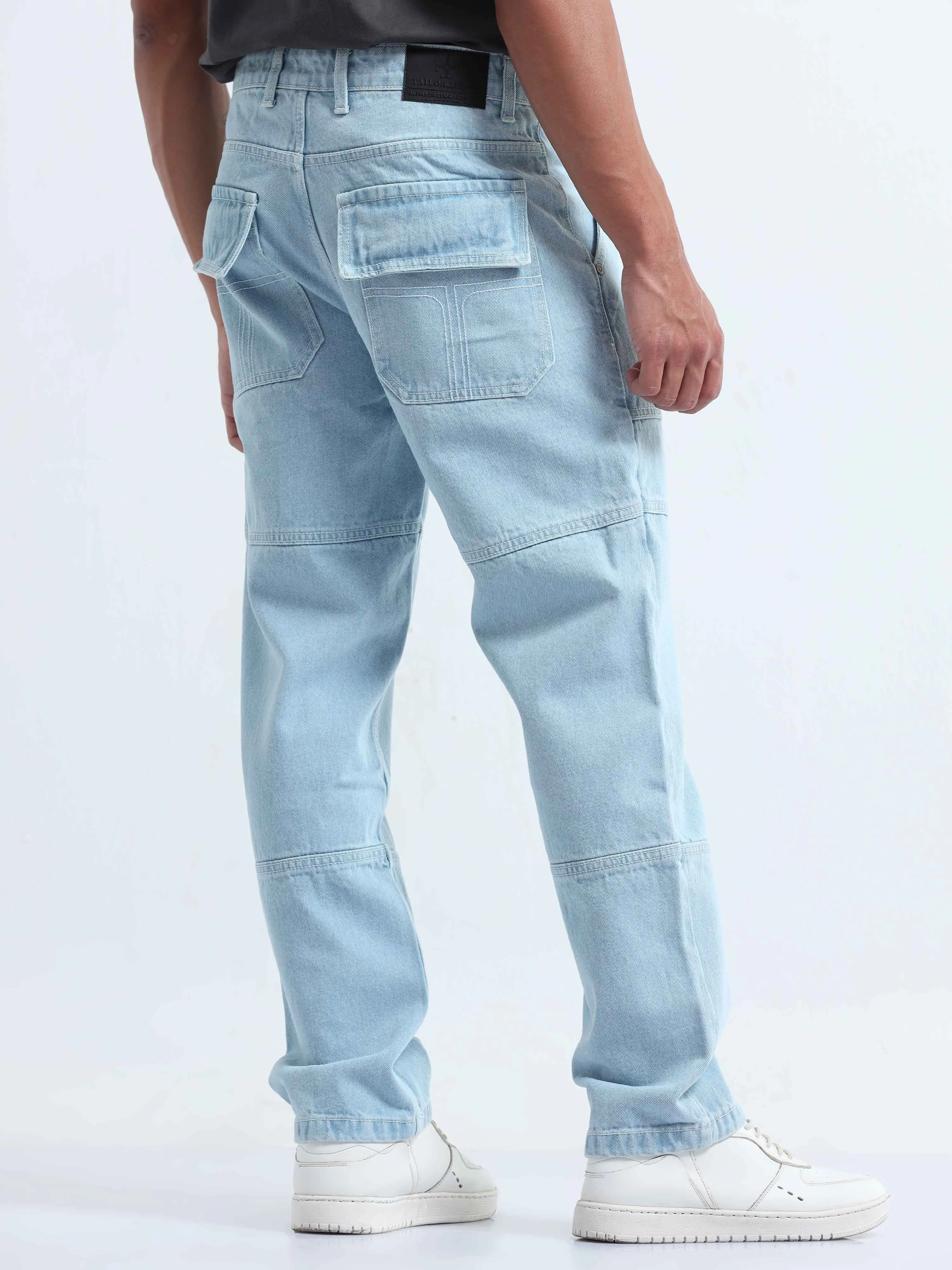 Contrast Relaxed Light Blue Denim
