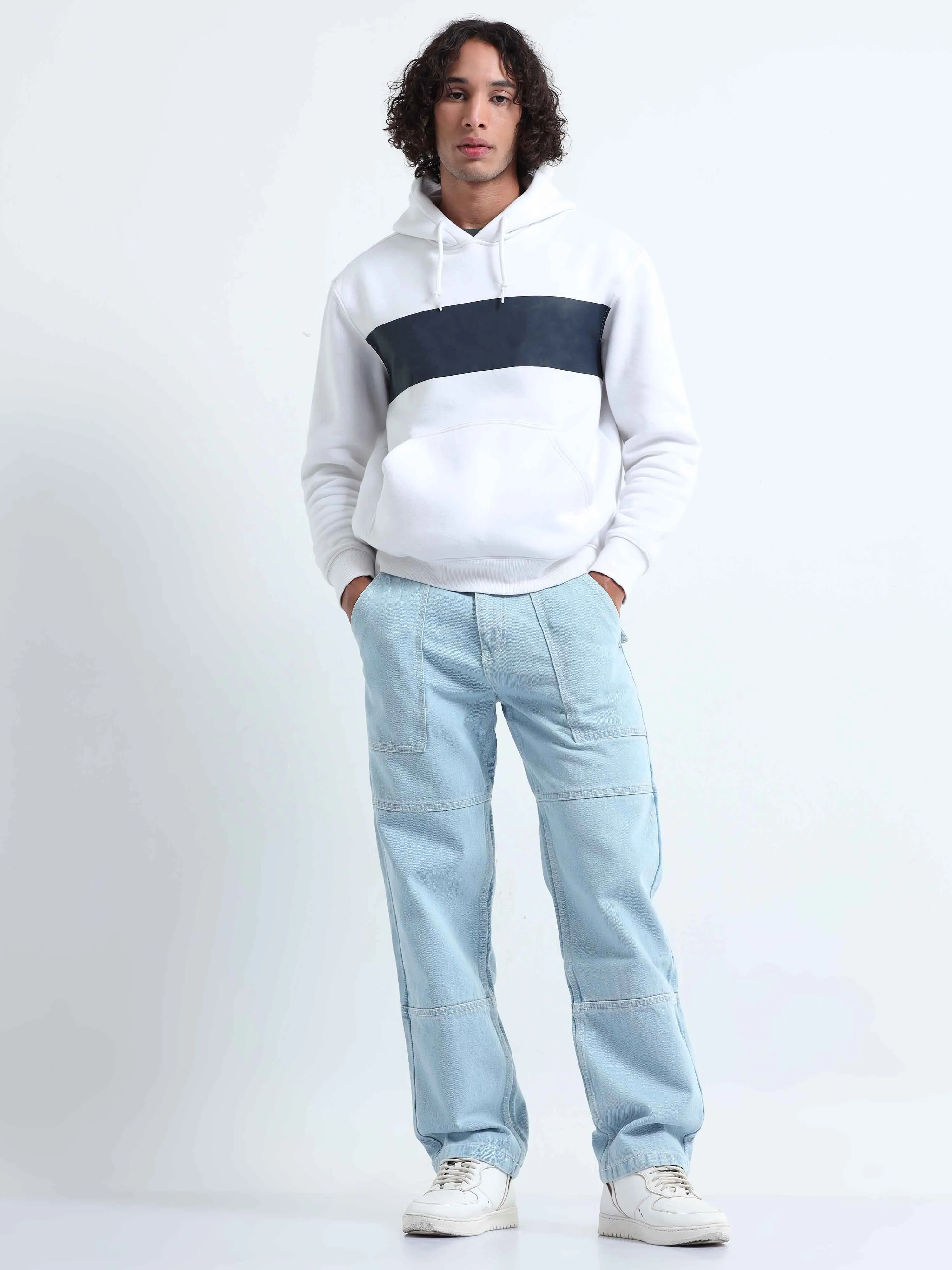 Contrast Relaxed Light Blue Denim