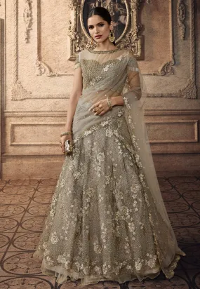 Copper Golden Floral Wedding Lehenga Set