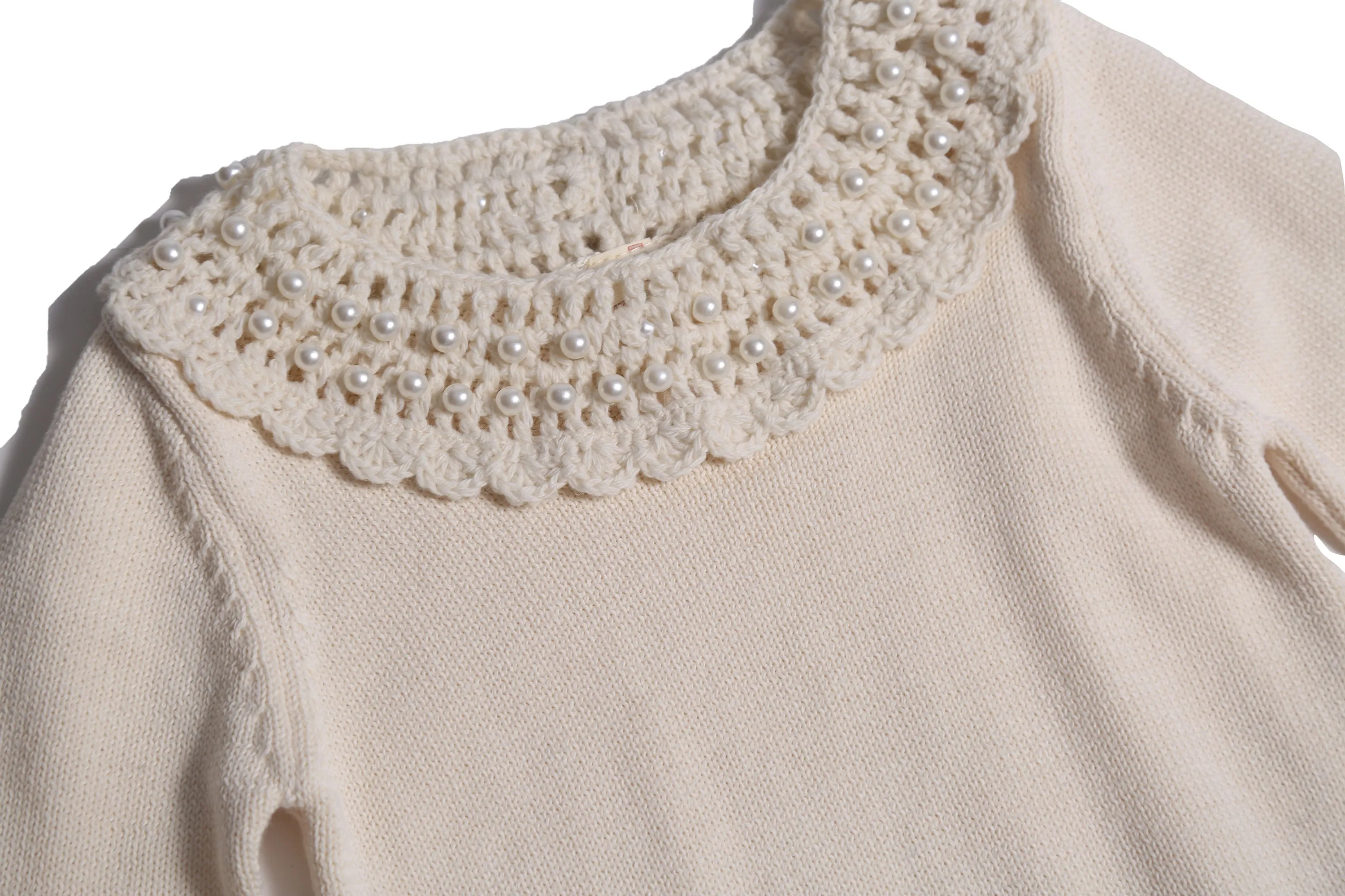 CROCHET PEARL COLLAR CREW NECK
