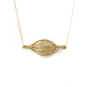 Crocheted gold filled Bubble pod necklace , unique handmade wire crochet jewelry