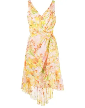 Daffodil Sleeveless Burnout Chiffon Wrap Dress
