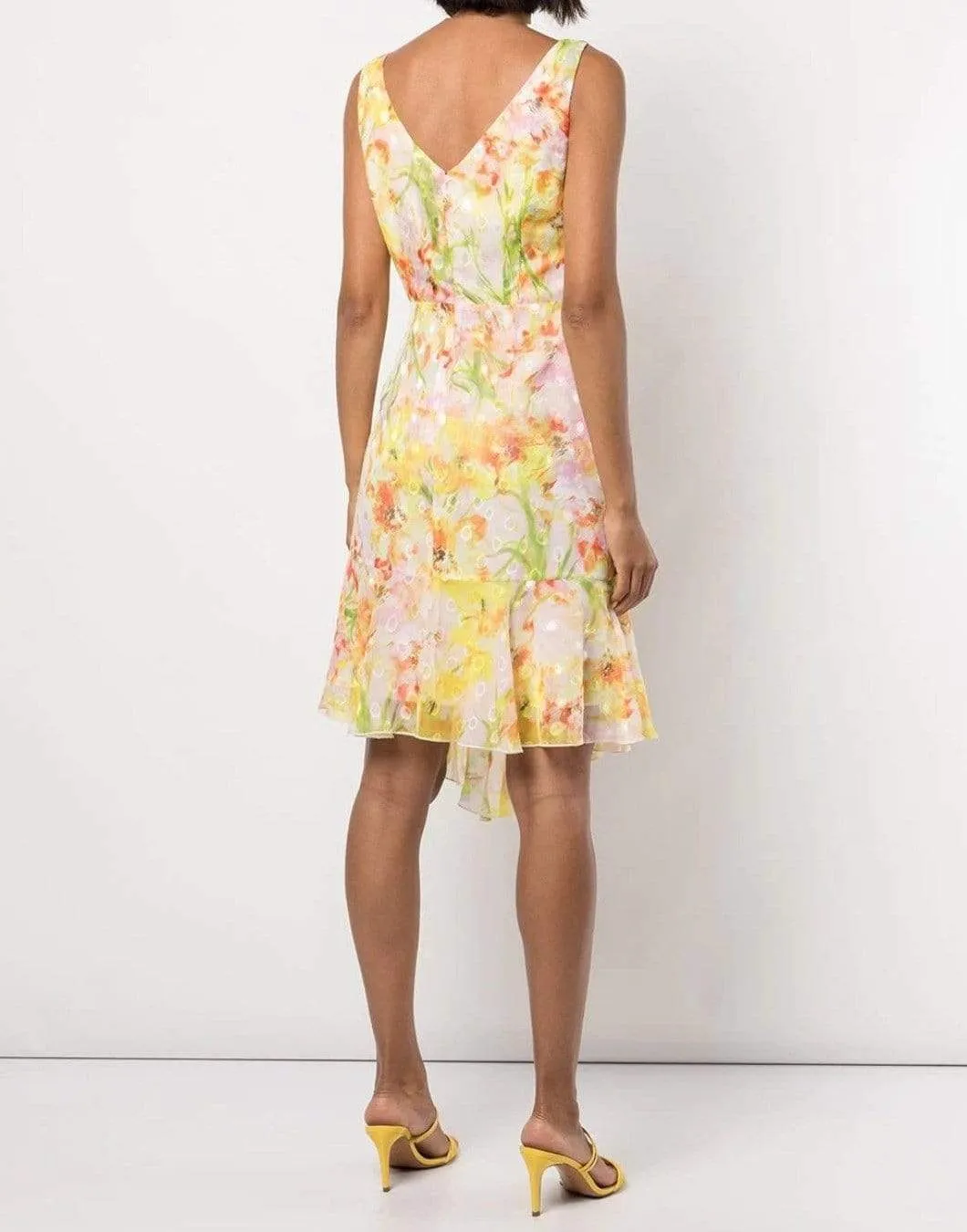 Daffodil Sleeveless Burnout Chiffon Wrap Dress