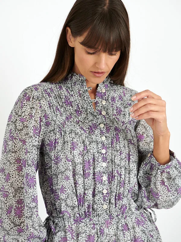 Dalida Dress in Ecru/Lilac