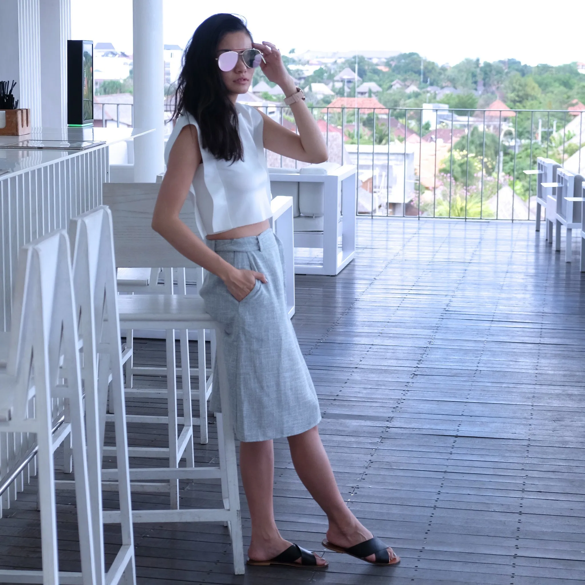 Denise Cropped Raw Edge Top