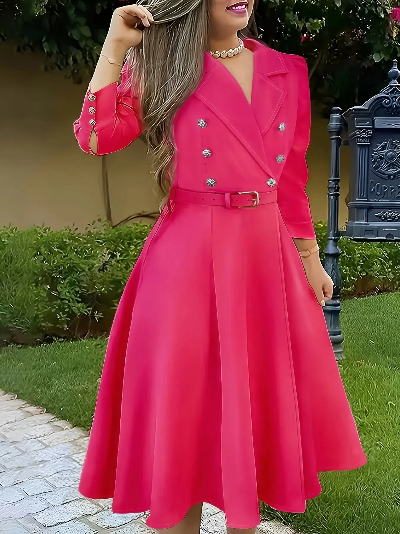 Double Breasted Belted Dress