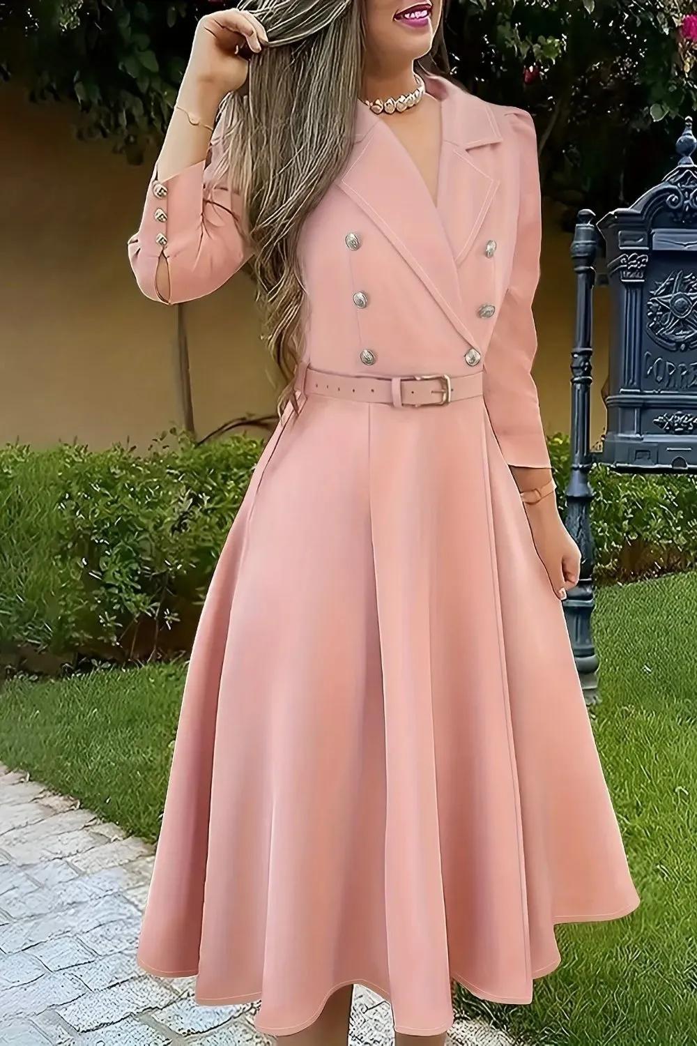 Double Breasted Belted Dress