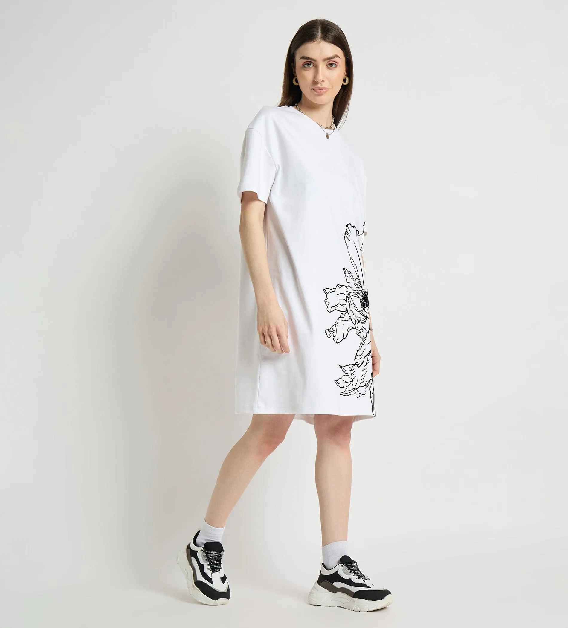 Easy Going Flock Print Tshirt Dress