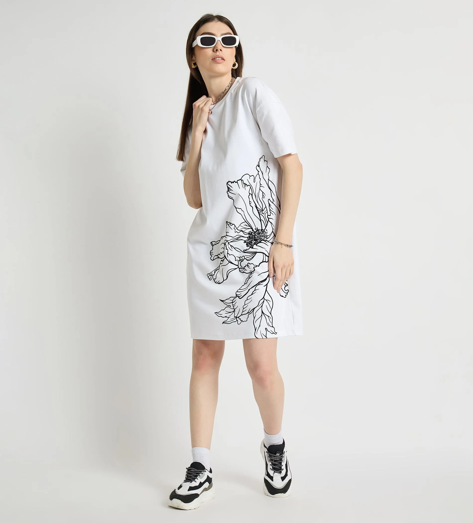 Easy Going Flock Print Tshirt Dress