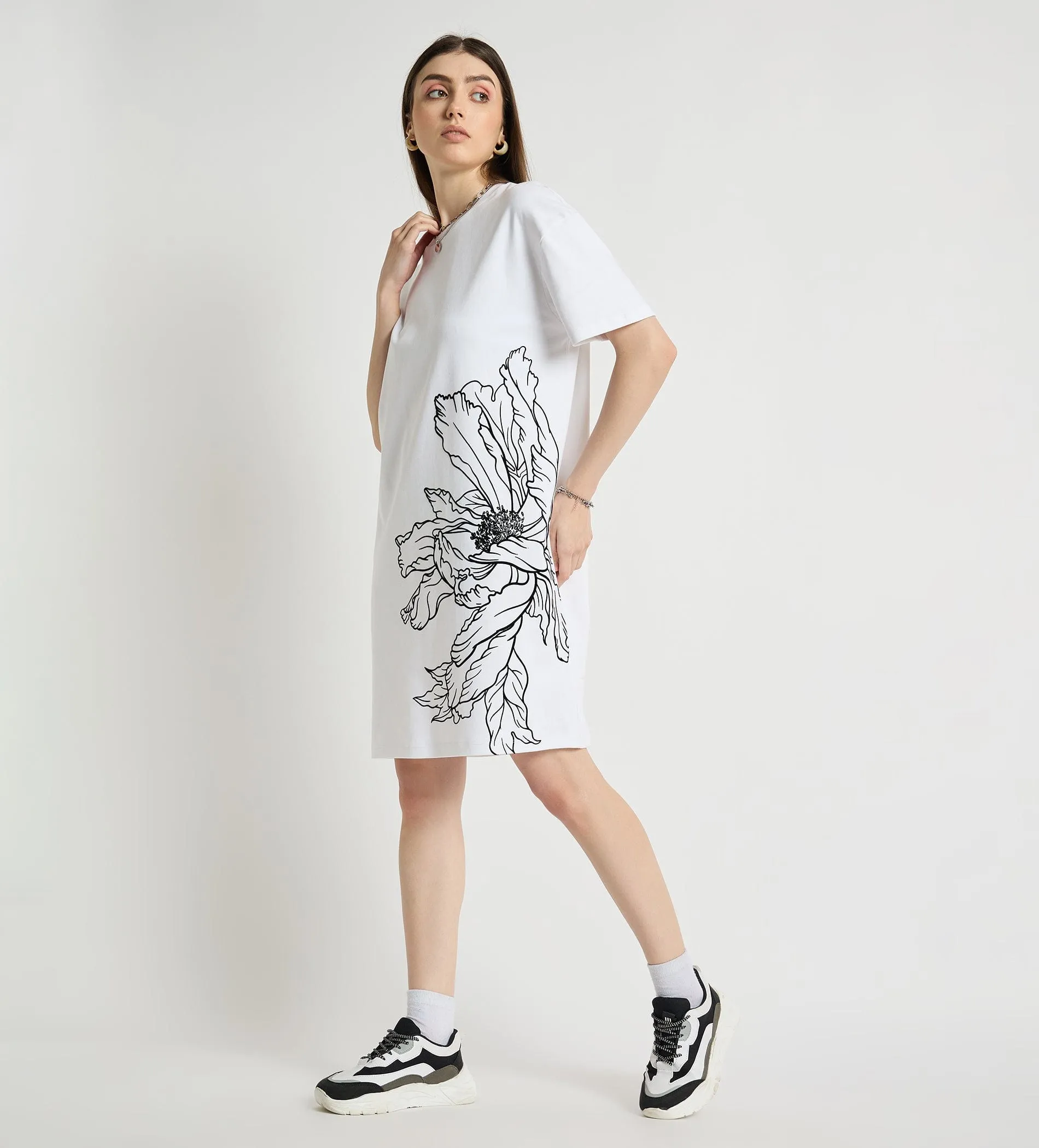 Easy Going Flock Print Tshirt Dress