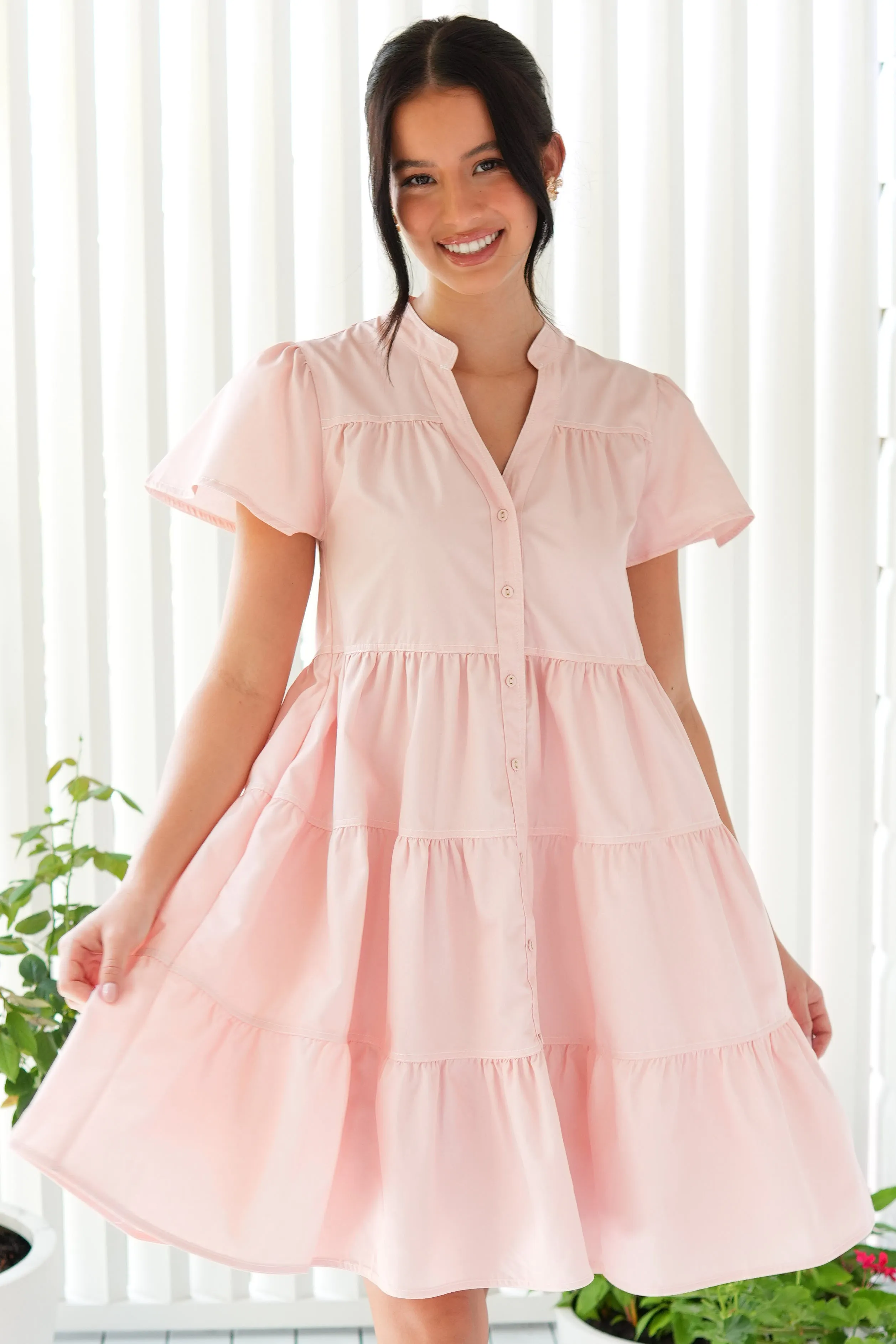 Emma Cotton Dress - Soft Pink