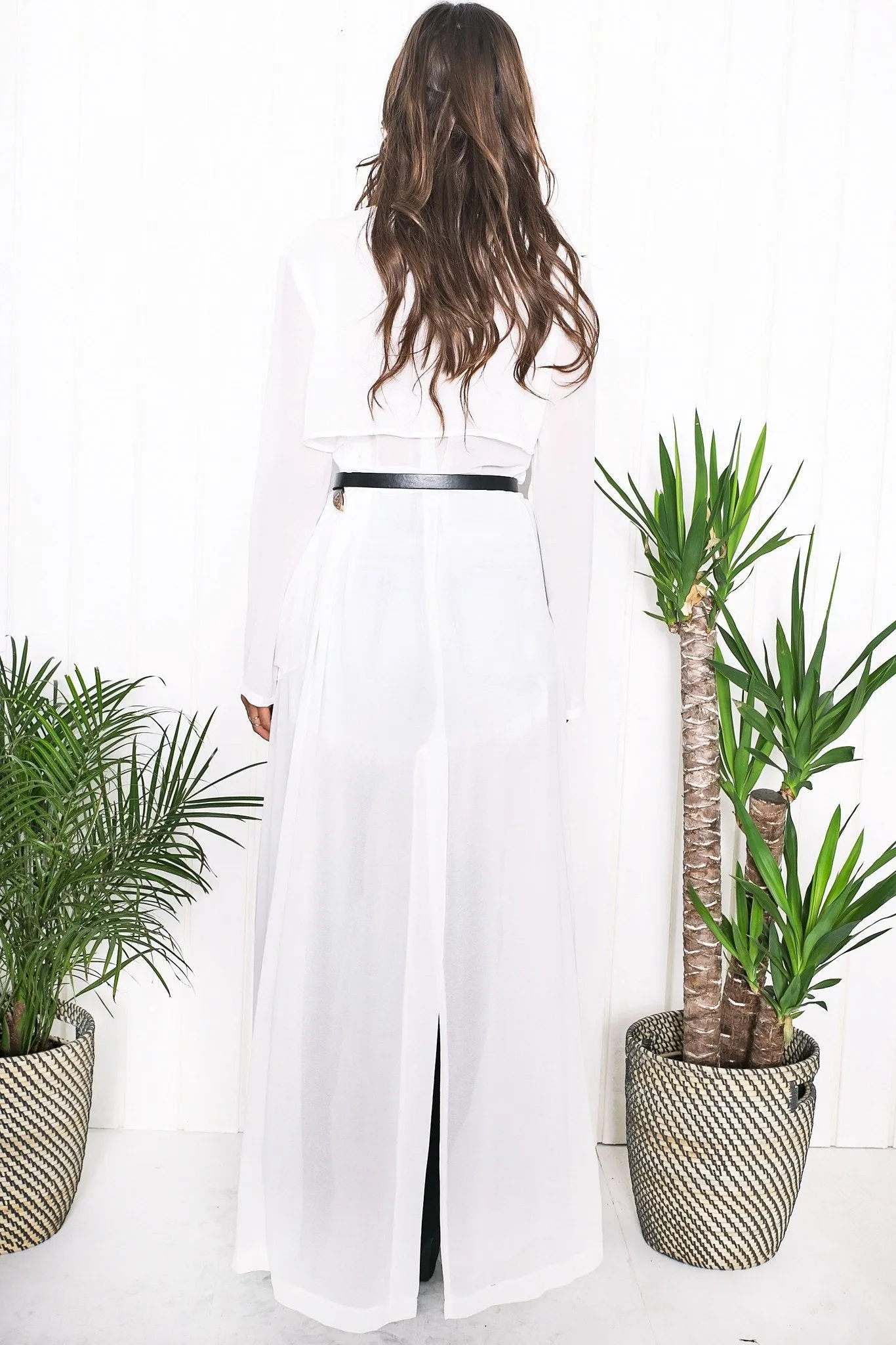 Emy Draped Sheer Cover-Up - White