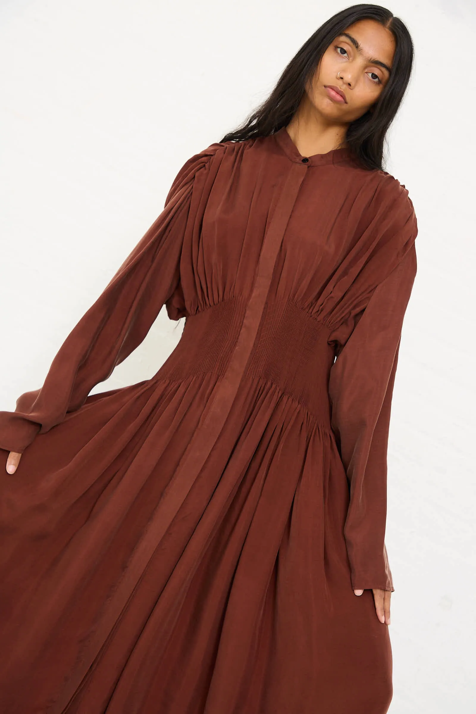 Entre Rios Dress in Washed Brown
