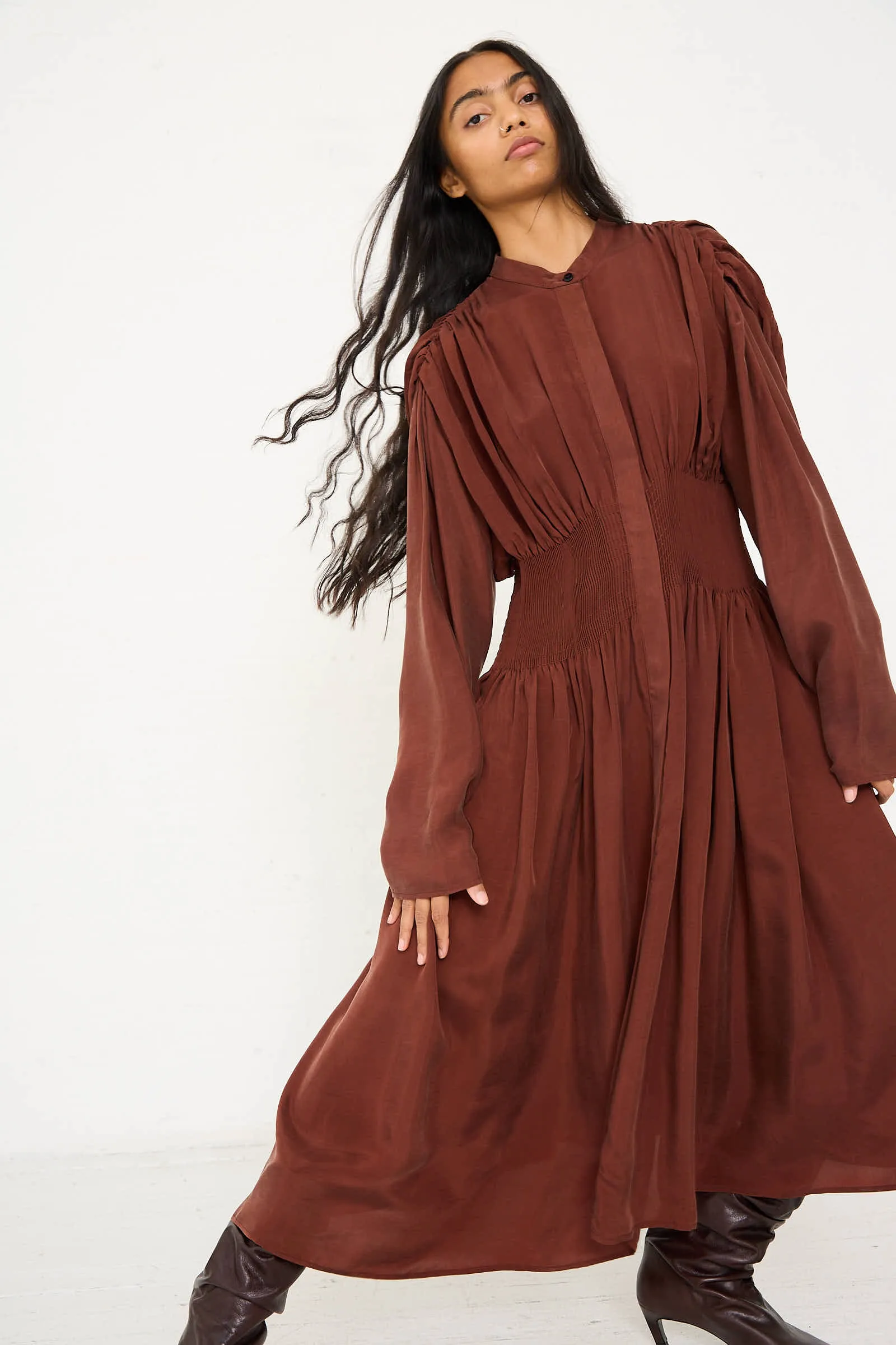 Entre Rios Dress in Washed Brown
