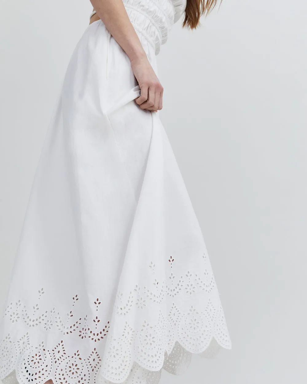Eyelet Delta Midi Dress Optic White