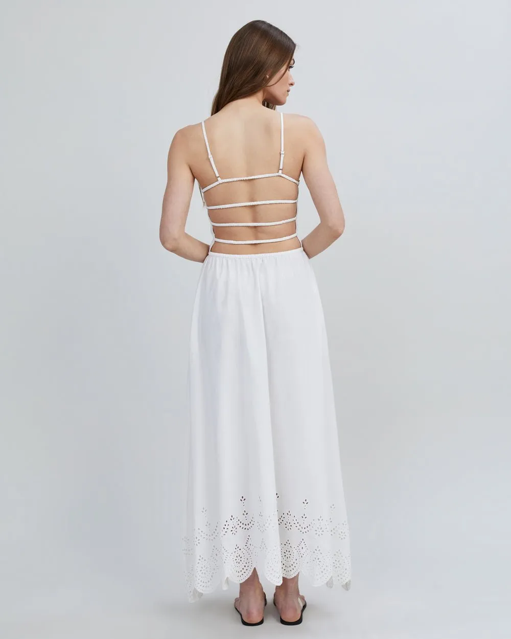 Eyelet Delta Midi Dress Optic White