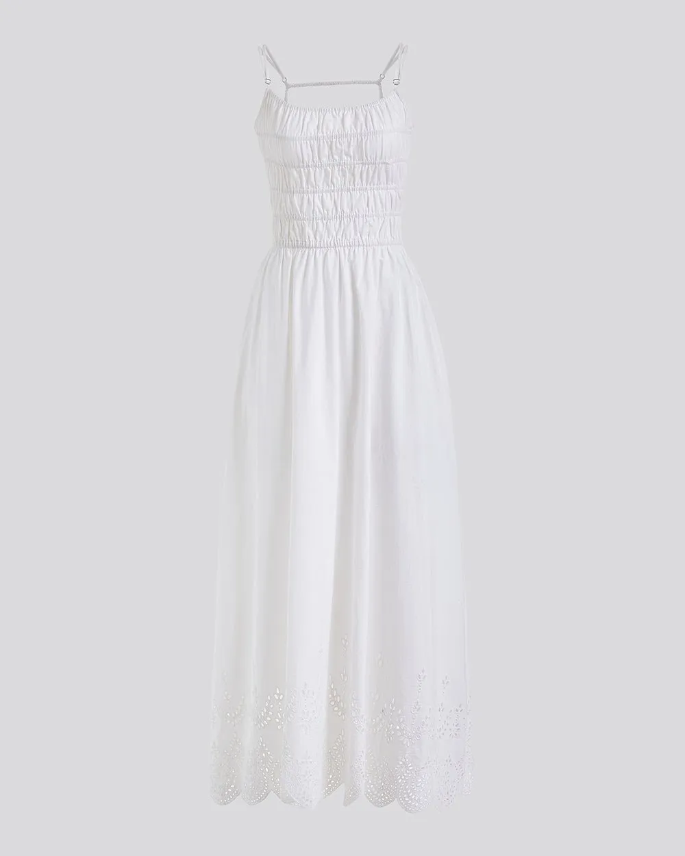Eyelet Delta Midi Dress Optic White