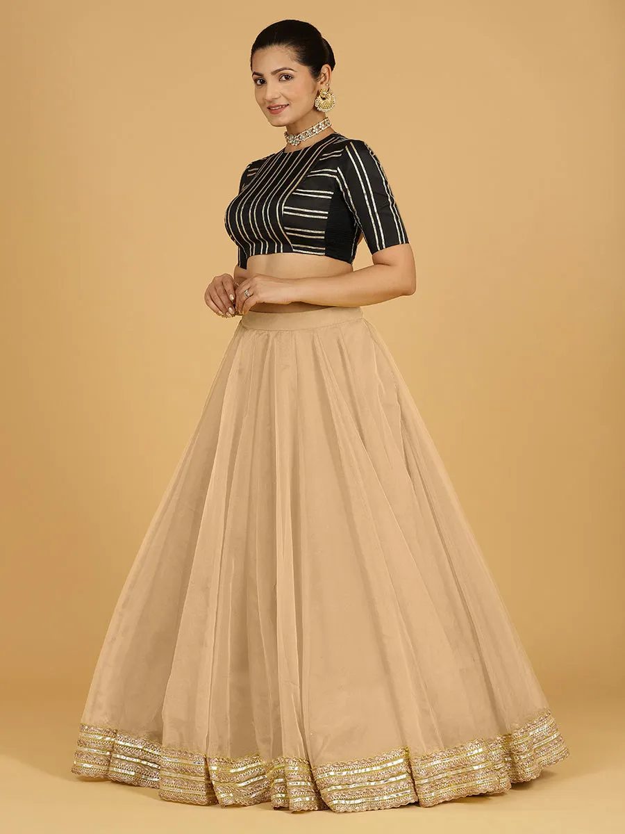 Farah x Tyohaar | Gold Panelled Organza Lehenga Skirt