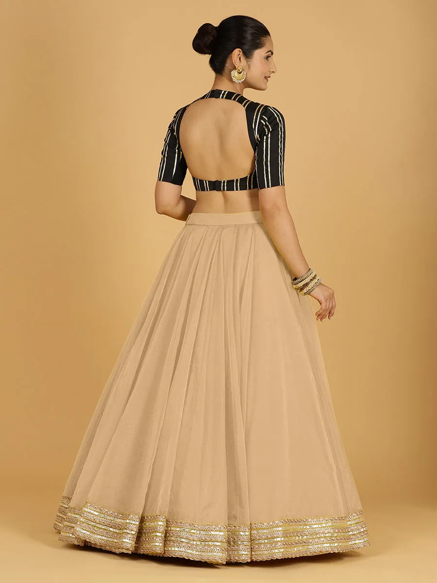 Farah x Tyohaar | Gold Panelled Organza Lehenga Skirt