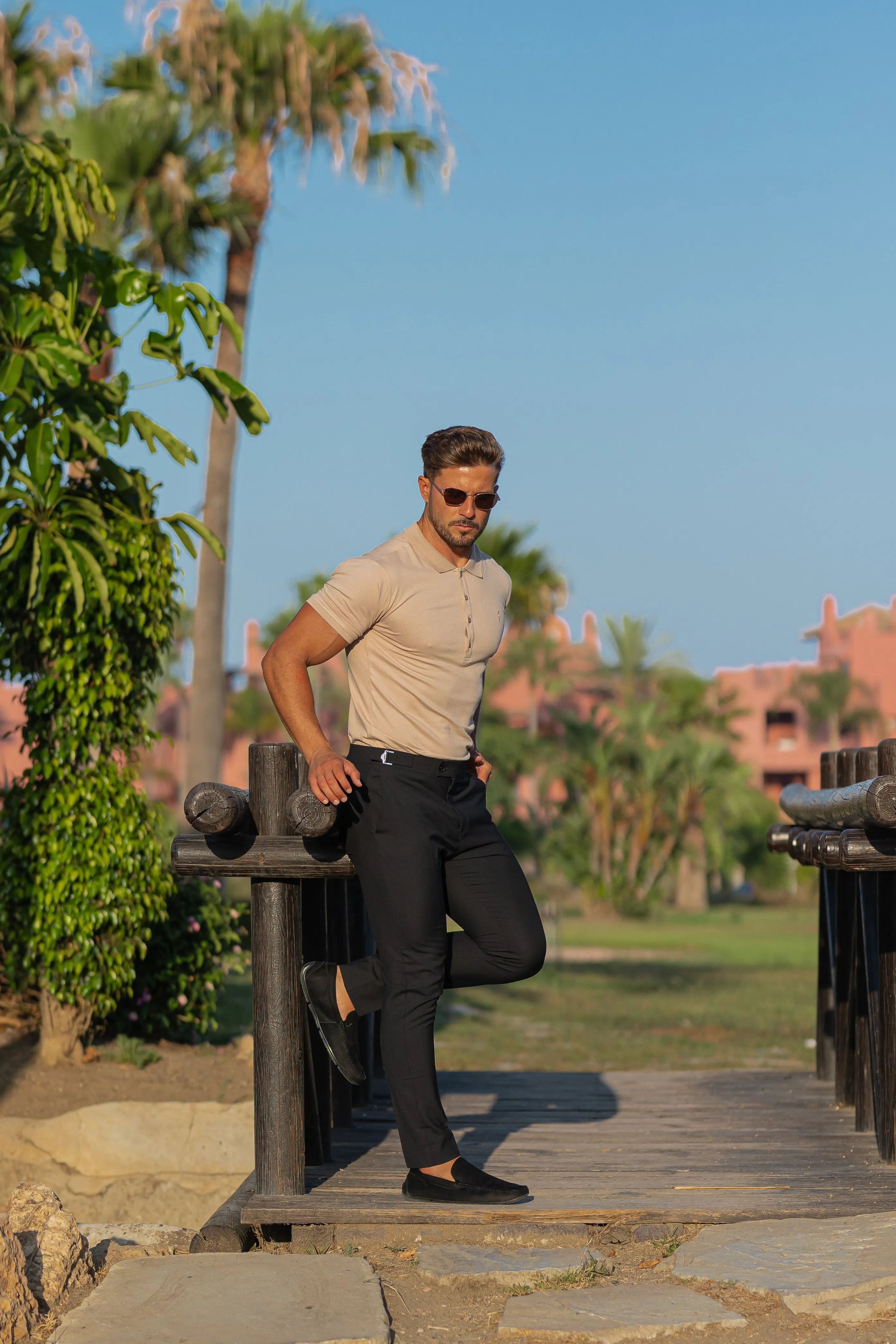 Father Sons Slim Formal Black Stretch Trousers With Silver Waist Adjusters - FST013