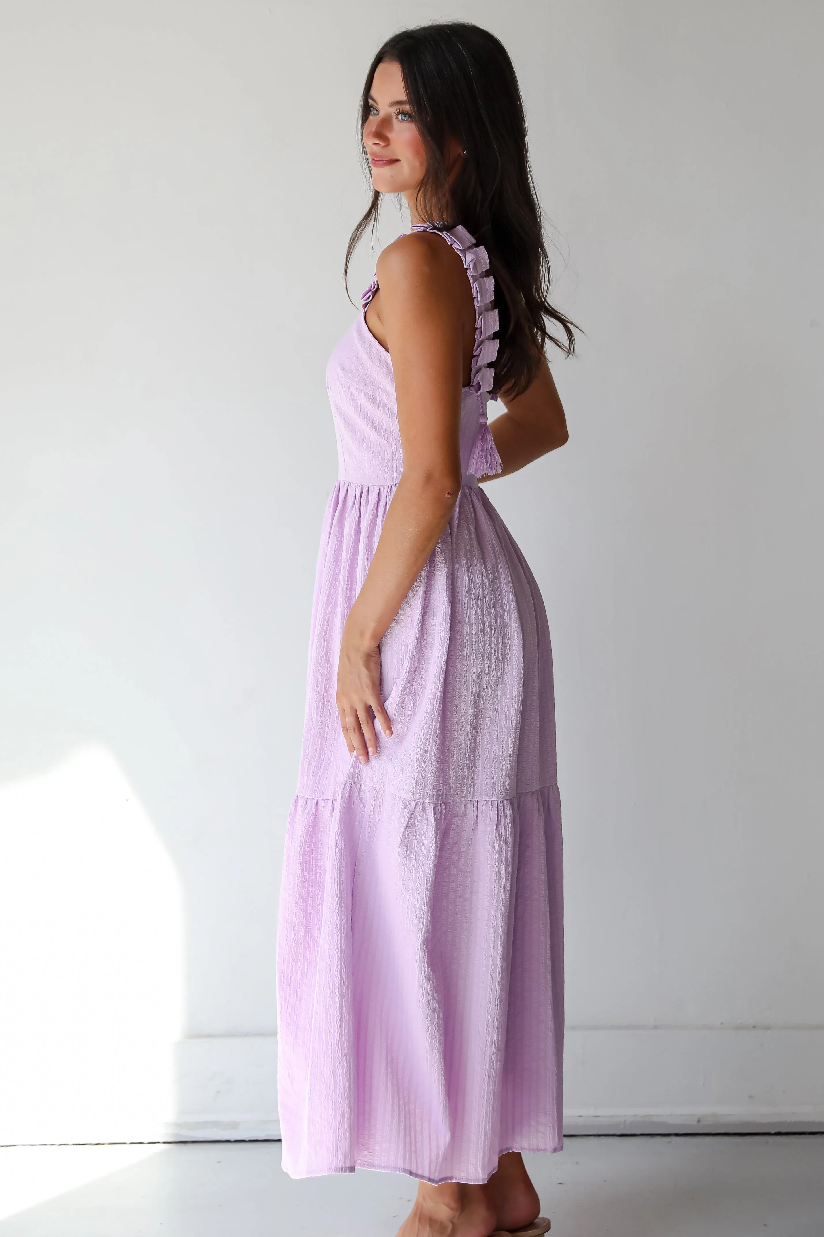 FINAL SALE - Truly Magnetic Lavender Tiered Maxi Dress