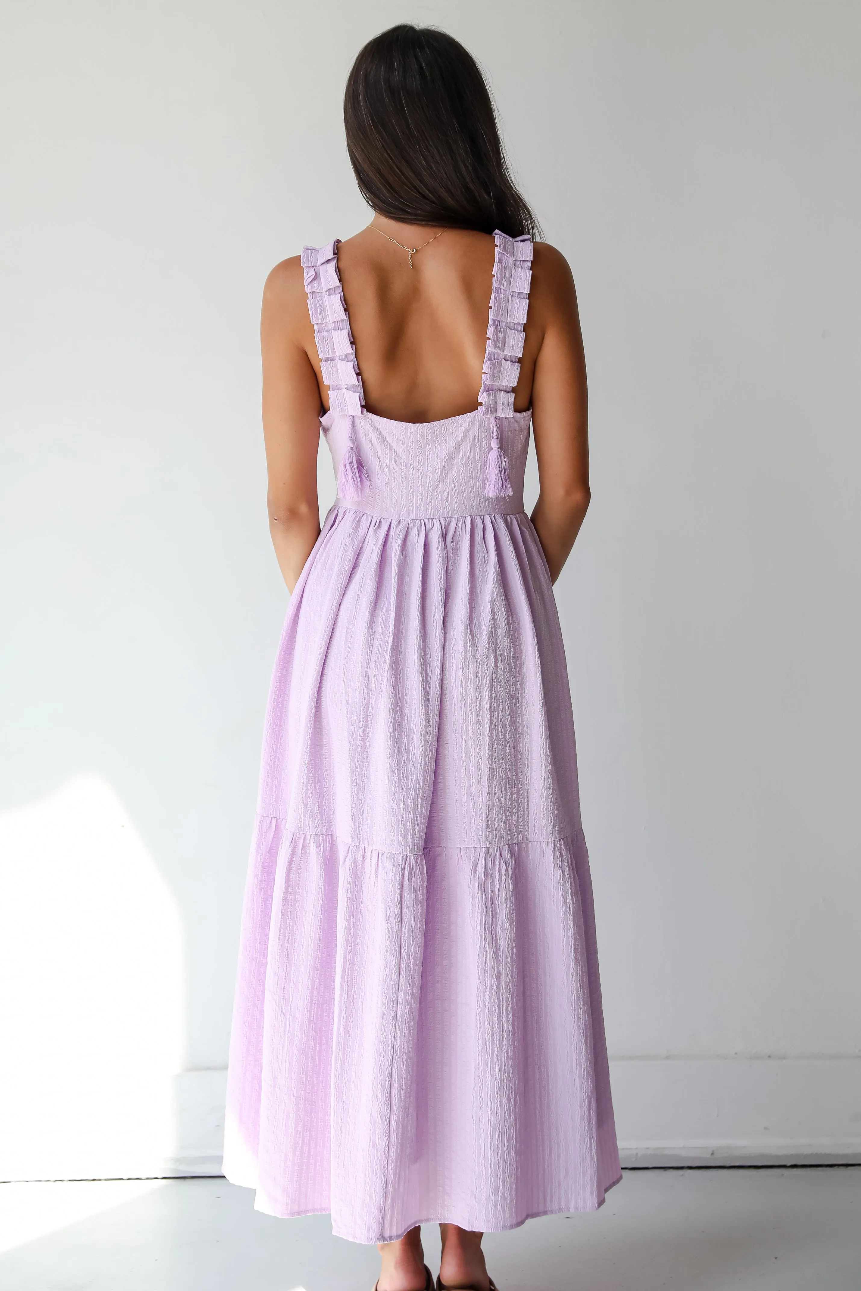 FINAL SALE - Truly Magnetic Lavender Tiered Maxi Dress