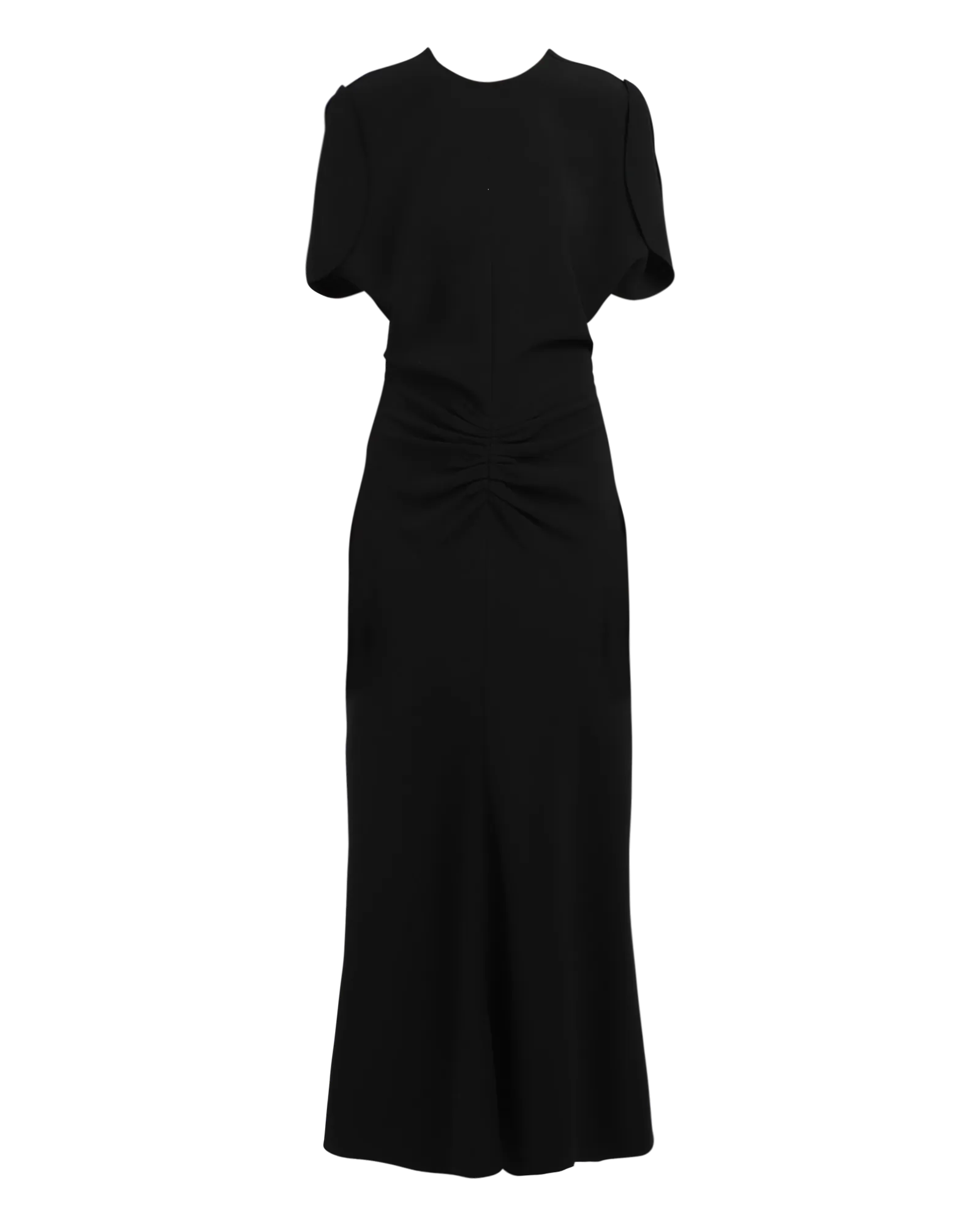 Gathered Waist Midi Dress - Bla