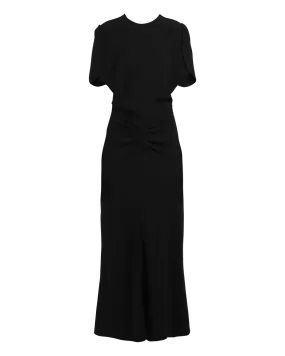 Gathered Waist Midi Dress - Bla