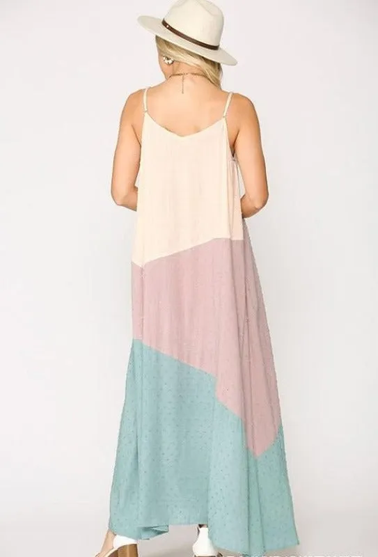 Gigio Summer Colorblock Maxi Dress - Lt. Mauve
