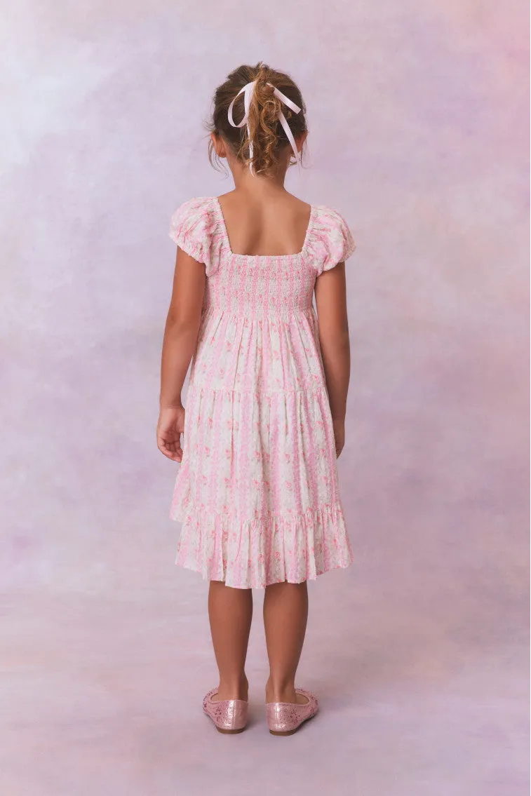 Girls Muriella Fragrance Print Flutter Sleeve Dress