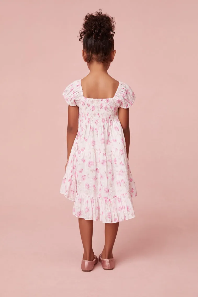 Girls Muriella Fragrance Print Flutter Sleeve Dress
