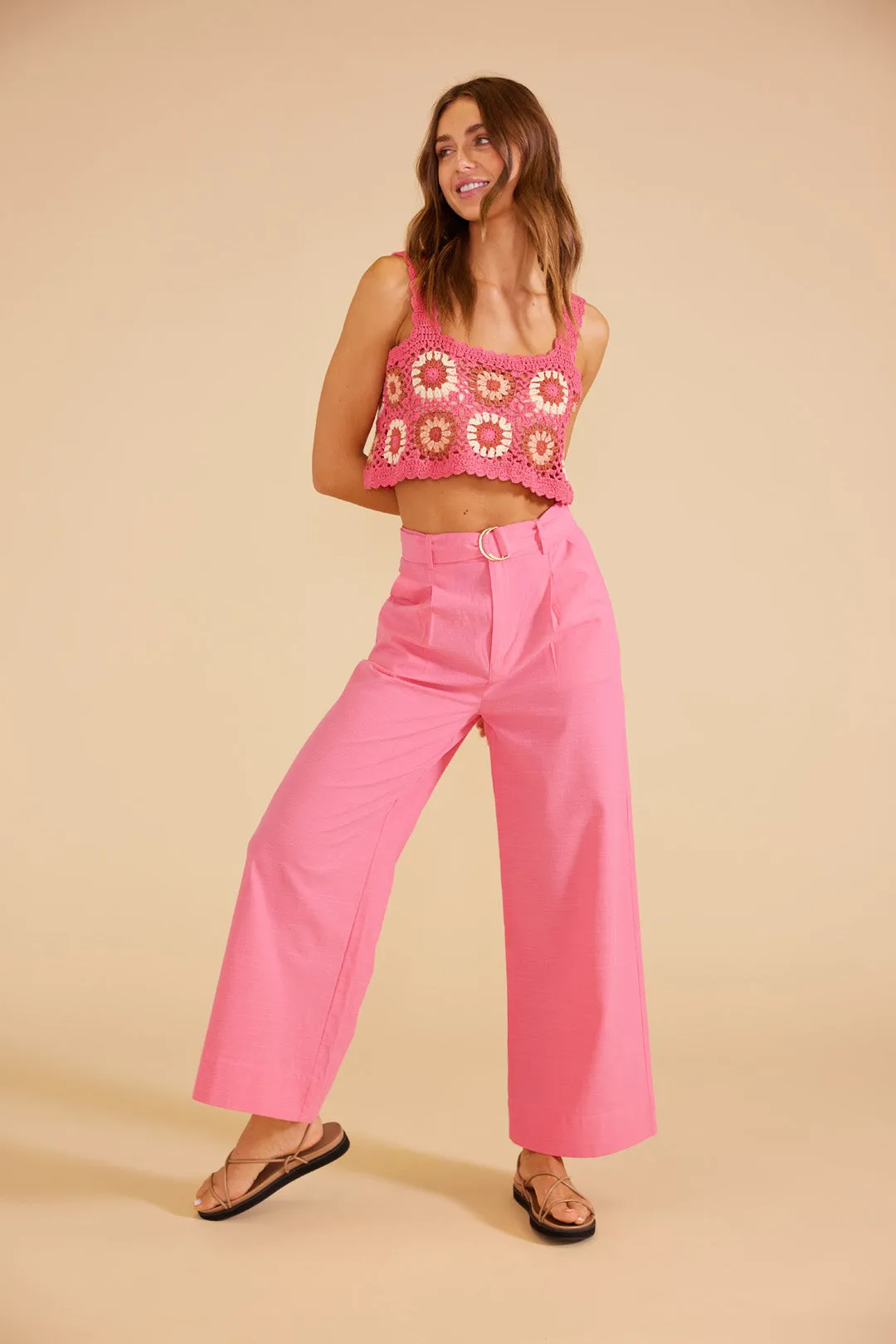 Harlow Crochet Crop Top Pink
