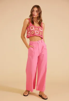 Harlow Crochet Crop Top Pink