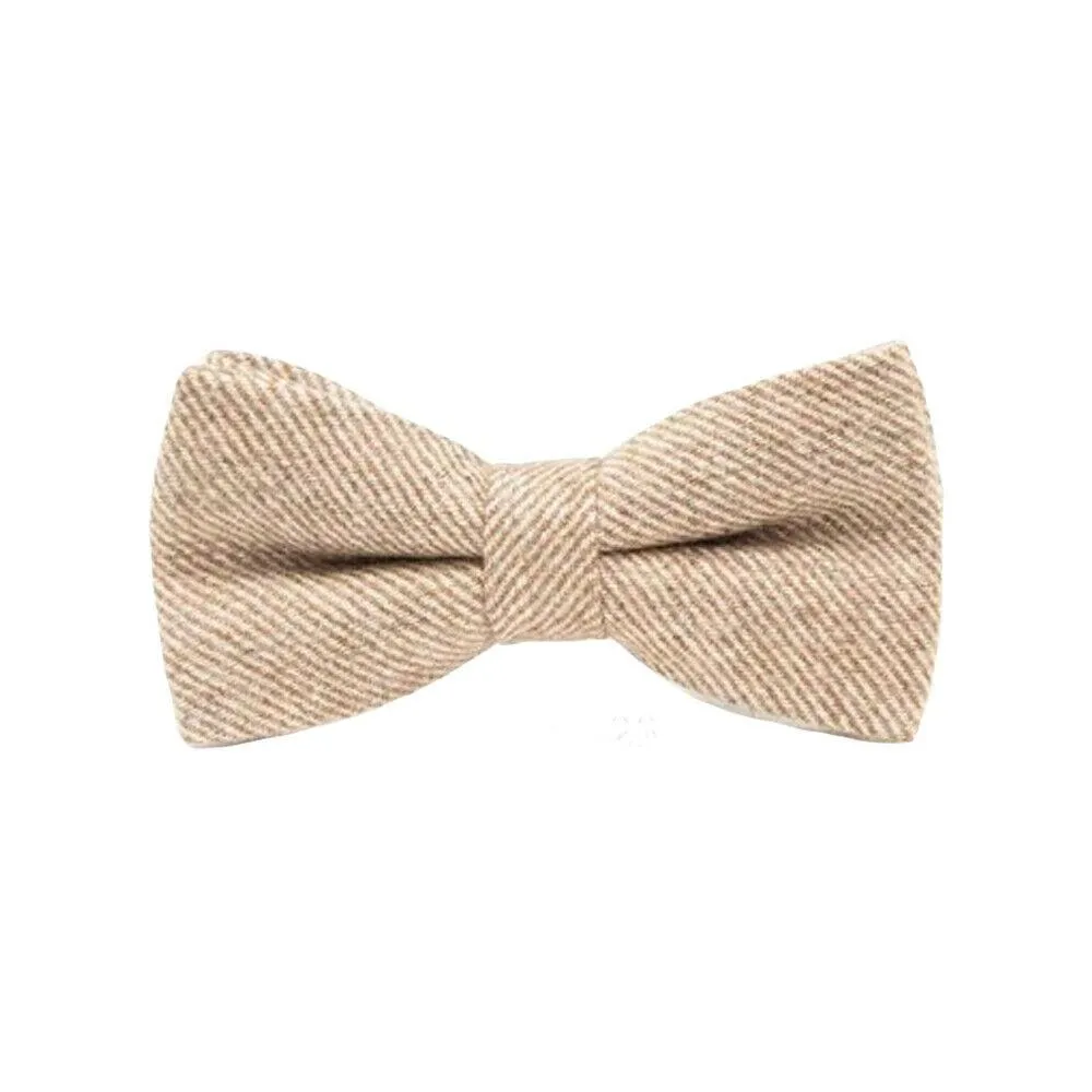 Herringbone Wool Bow Tie Pre-tied