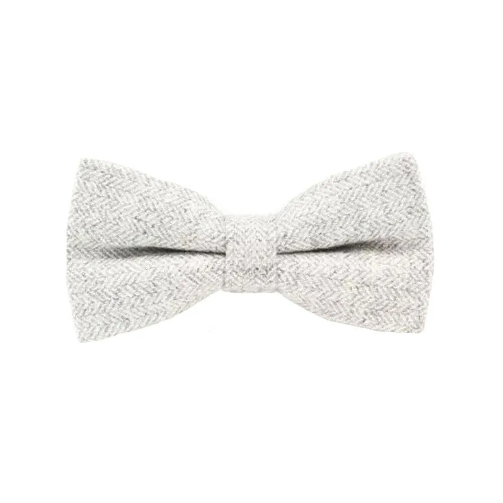 Herringbone Wool Bow Tie Pre-tied
