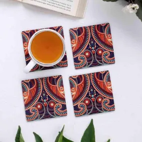 Illuminating Paisley Wooden Square Coaster - Set Of Four