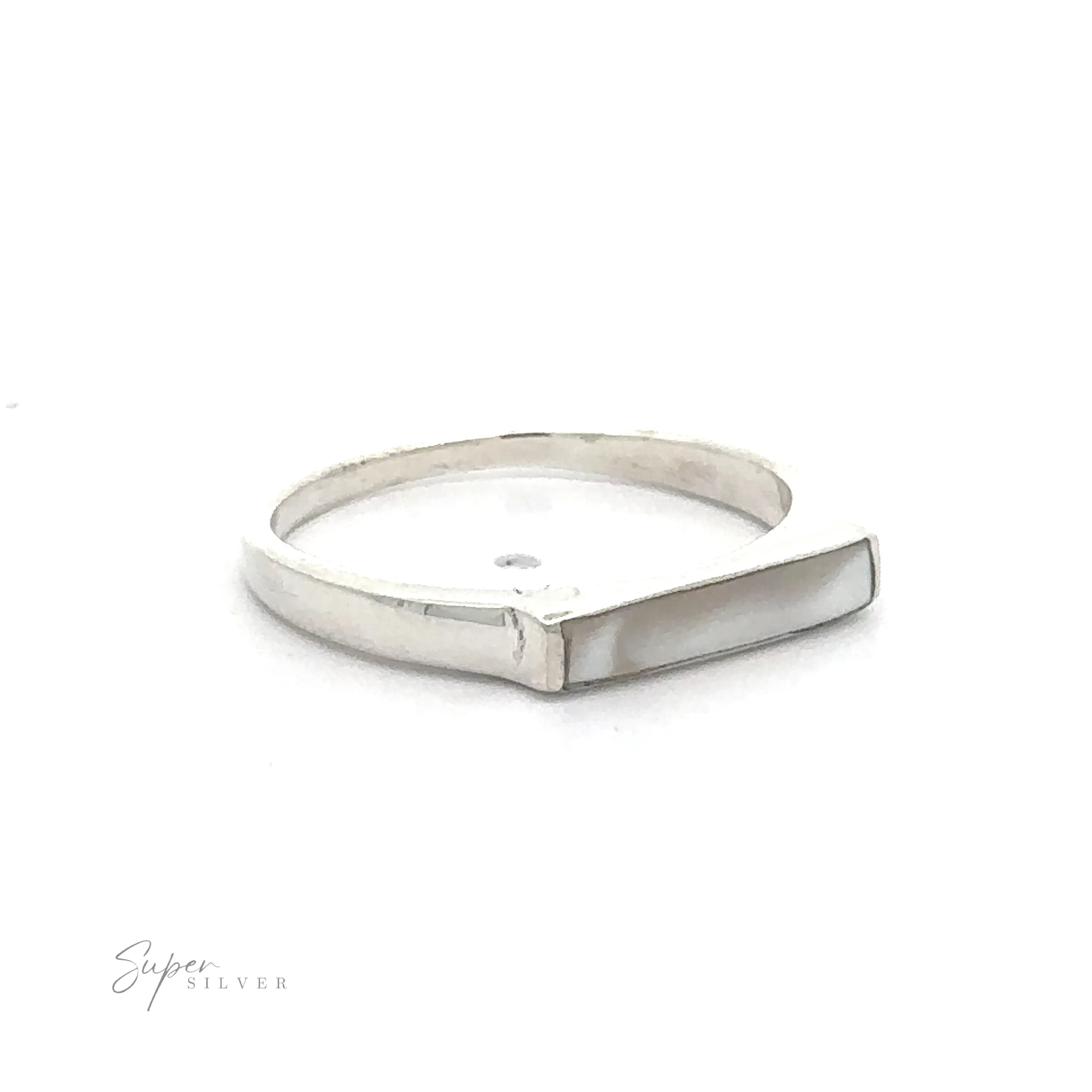 Inlay Stone Rectangle Signet Ring